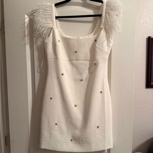 Likely White Feather Embellished Dress (Cameron)